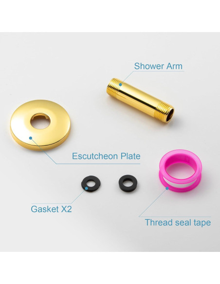 Brazo de Ducha OFFO Oro Brillante 15.24 cm Montaje Techo