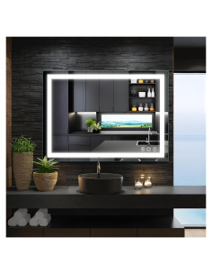 Espejo de Baño LED Gobrete 81x61 cm Antivaho Regulable