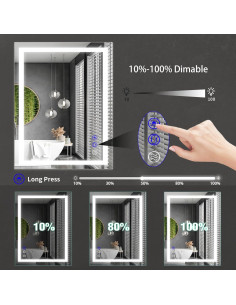 Espejo de Baño LED Gobrete 81x61 cm Antivaho Regulable 2