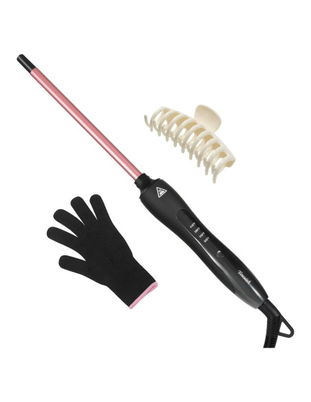 Plancha de Rizos Youuish 9mm Cerámica Ajustable Rosa Dorado