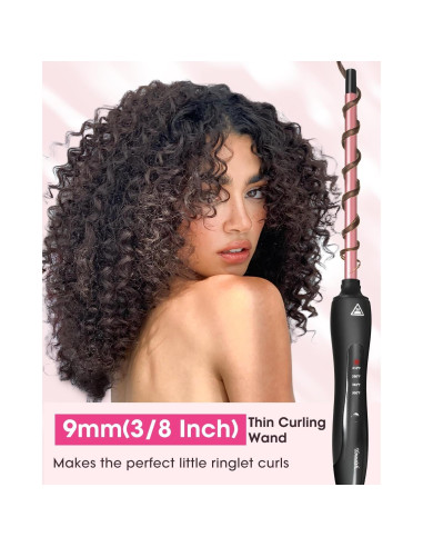 Plancha de Rizos Youuish 9mm Cerámica Ajustable Rosa Dorado