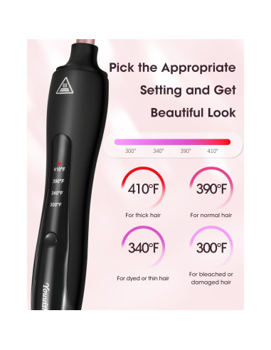 Plancha de Rizos Youuish 9mm Cerámica Ajustable Rosa Dorado