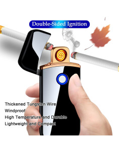 Encendedor Eléctrico Recargable USB YANGVVIA Negro a Prueba de Viento 2