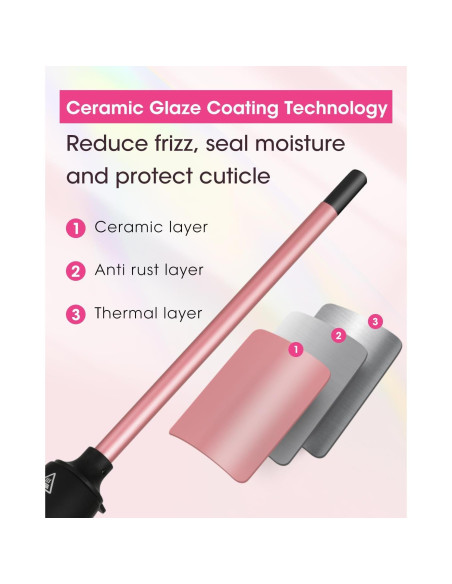 Plancha de Rizos Youuish 9mm Cerámica Ajustable Rosa Dorado