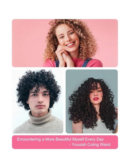 Plancha de Rizos Youuish 9mm Cerámica Ajustable Rosa Dorado