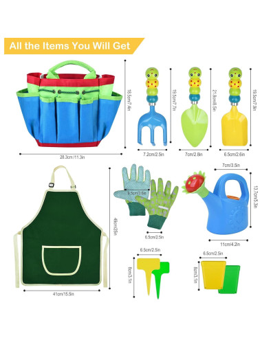 Juego de Jardinería para Niños 12 PCS - Herramientas Seguras