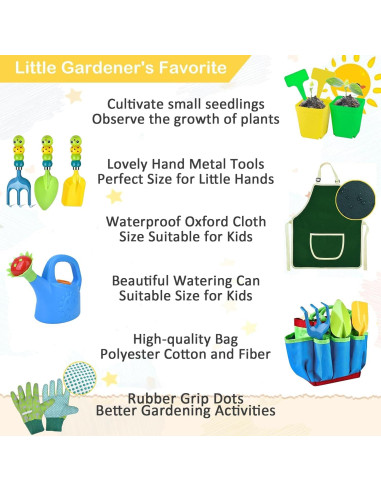 Juego de Jardinería para Niños 12 PCS - Herramientas Seguras