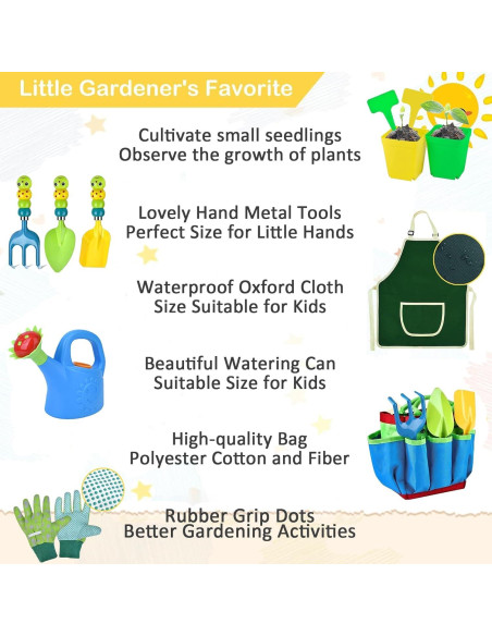 Juego de Jardinería para Niños 12 PCS - Herramientas Seguras