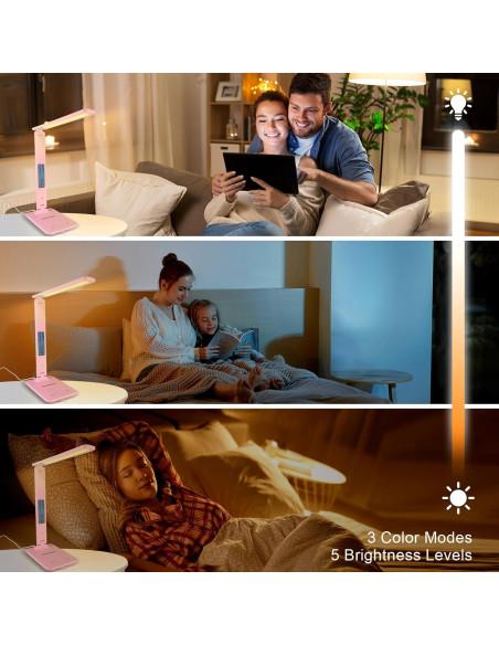 Lámpara de Escritorio SNSOK TX26C con Cargador Inalámbrico Rosa
