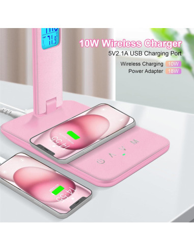 Lámpara de Escritorio SNSOK TX26C con Cargador Inalámbrico Rosa