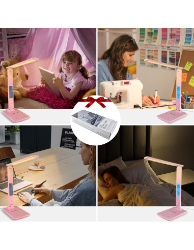 Lámpara de Escritorio SNSOK TX26C con Cargador Inalámbrico Rosa