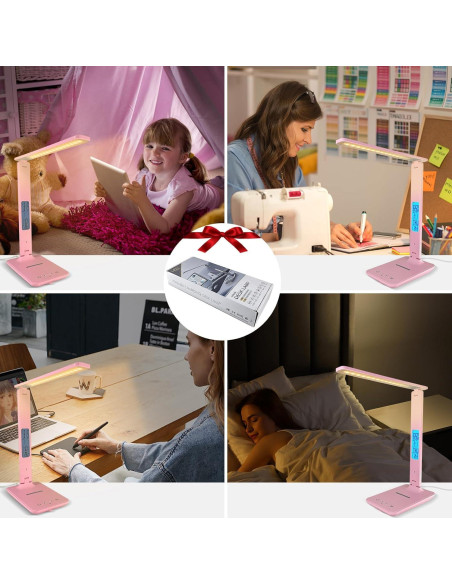 Lámpara de Escritorio SNSOK TX26C con Cargador Inalámbrico Rosa