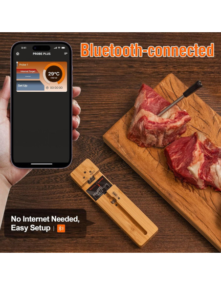 Termómetro de Carne Inalámbrico Bluetooth LFCFORLDX FM200