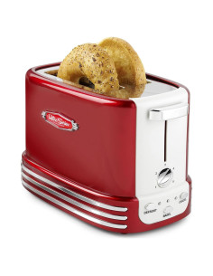 Tostadora Ancha Nostalgia Retro 2 Rebanadas 900W Rojo