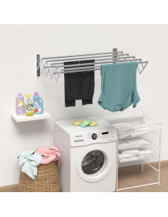 Soporte de Secado de Ropa Plegable Guevara 80 cm Acero Inoxidable 2