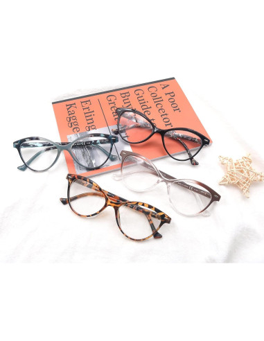 Gafas de Lectura MODFANS Ojo de Gato 4 Paquete 3.0x