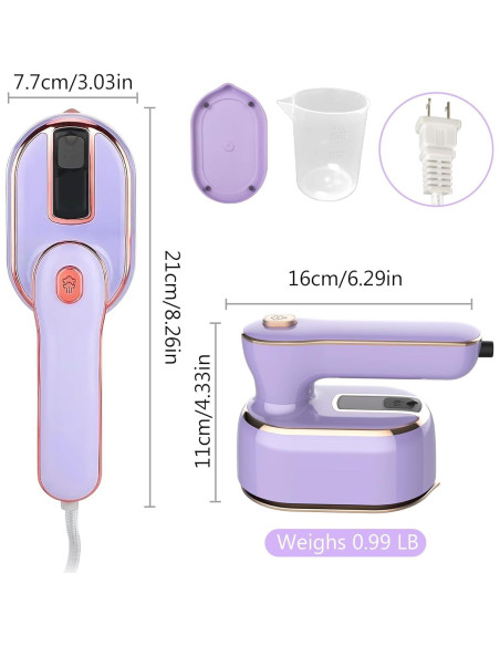 Mini Plancha de Vapor HFLYJPYW Púrpura 1000W Portátil Mini Plancha de Vapor HFLYJPYW Púrpura 1000W Portátil