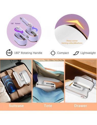 Mini Plancha de Vapor HFLYJPYW Púrpura 1000W Portátil