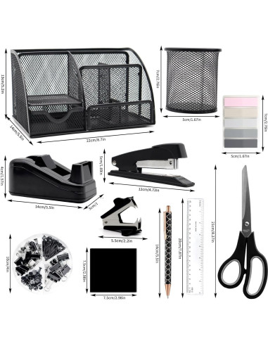 Juego Organizador de Escritorio 12 en 1 Shellvcase Negro