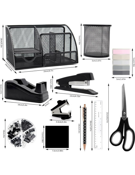 Juego Organizador de Escritorio 12 en 1 Shellvcase Negro