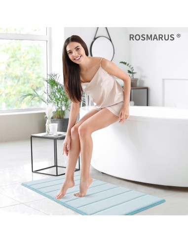 Alfombra de Baño Antideslizante ROSMARUS 43x61 cm Azul