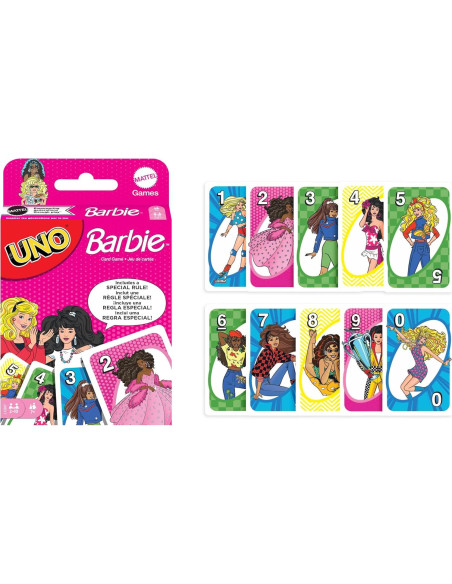 Juego de Cartas UNO Barbie Mattel con Regla Especial Juego de Cartas UNO Barbie Mattel con Regla Especial