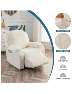 Funda de Sofá Reclinable 4 Piezas YUEANG Beige Lavable 2