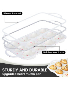 Molde para Muffin Corazón Vinino de Silicona con Marco Metal 1 Paquete 2