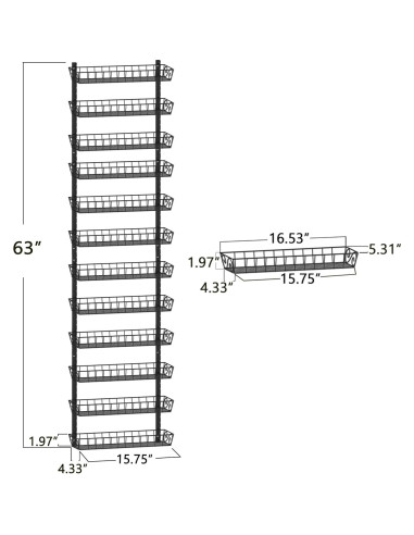 Organizador de Especias Montado en Pared SWOMMOLY 12 Niveles Ajustable