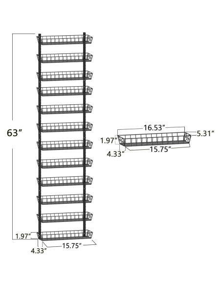 Organizador de Especias Montado en Pared SWOMMOLY 12 Niveles Ajustable