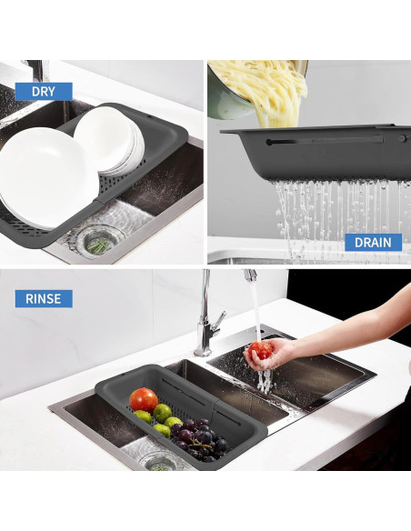 Colador Plegable LASSHSWA de Plástico y Acero Inoxidable