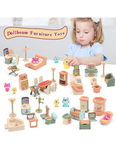 Paquete de 50 Juguetes de Muebles Casa de Muñecas BananMelon 2