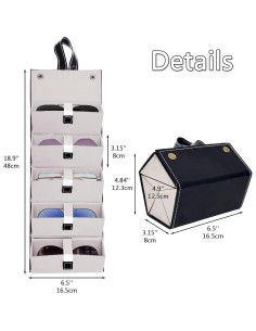 Estuche Organizador de Gafas de Sol 5 Compartimentos Negro 2