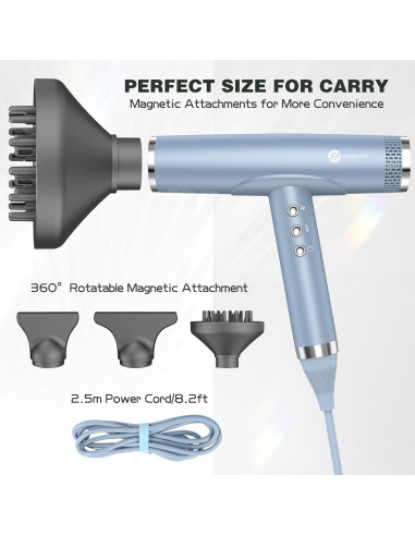 Secador de Pelo Slopehill 2000W Iónico Profesional Azul