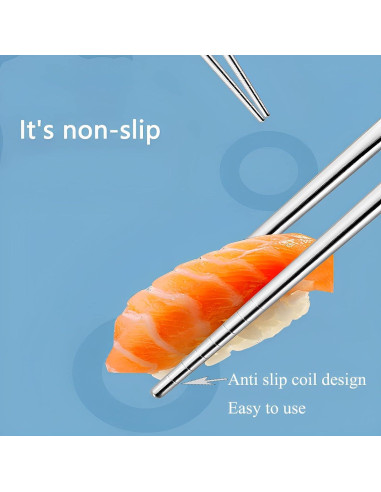 Palillos Reutilizables de Acero Inoxidable GTIEDIK 23cm Negro Azul