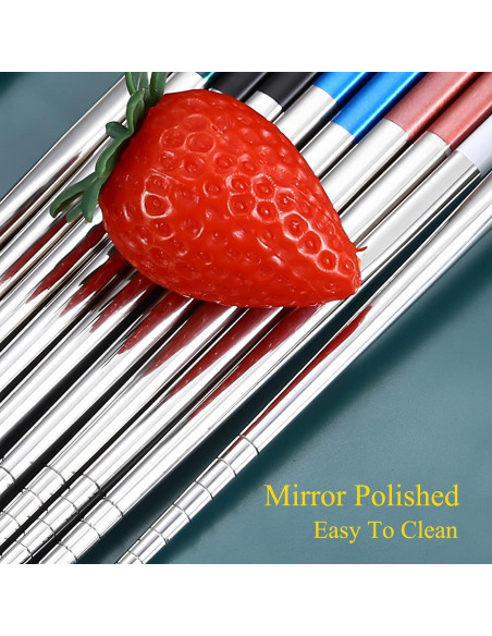 Palillos Reutilizables de Acero Inoxidable GTIEDIK 23cm Negro Azul