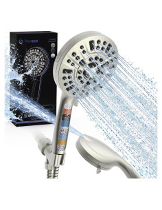 Cabezal de Ducha Pavezo 5" Alta Presión con Filtro y Manguera 152 cm