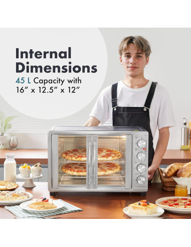 Horno de Convección Elite Gourmet ETO-4510M 45L Acero Inoxidable