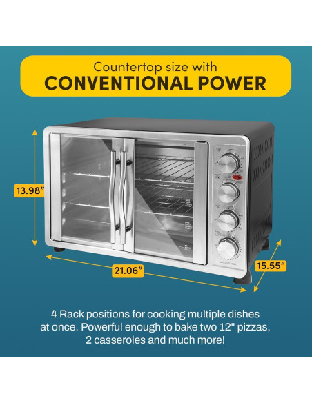 Horno de Convección Elite Gourmet ETO-4510M 45L Acero Inoxidable Horno de Convección Elite Gourmet ETO-4510M 45L Acero Inoxidable