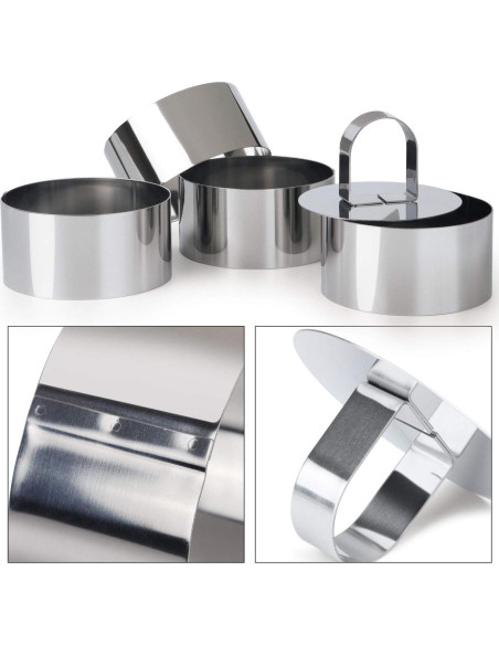 Molde Redondo para Pasteles HULISEN 3" Acero Inoxidable