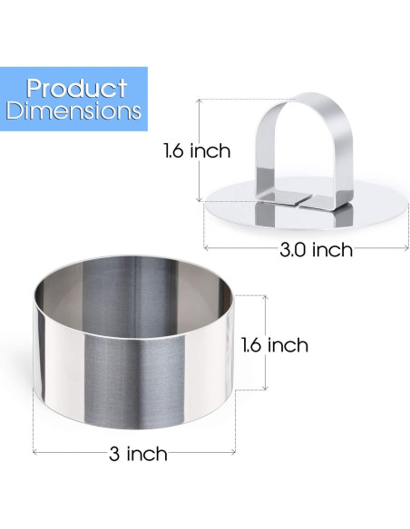 Molde Redondo para Pasteles HULISEN 3" Acero Inoxidable