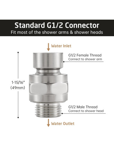 Adaptador de Cabezal de Ducha KES con Junta Esférica, Niquelado