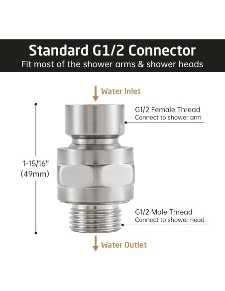 Adaptador de Cabezal de Ducha KES con Junta Esférica, Niquelado