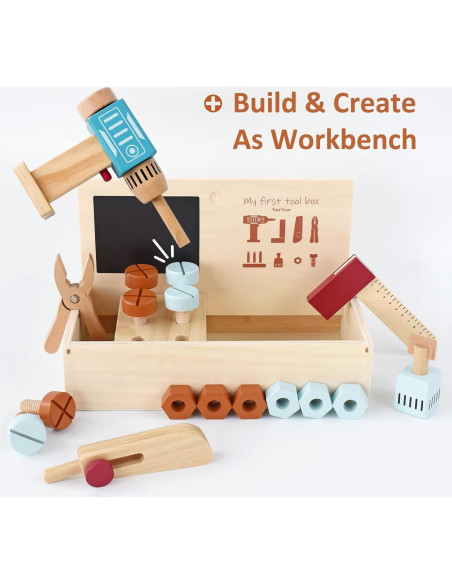 Juego de Herramientas de Madera PairPear para Niños 24 Piezas Juego de Herramientas de Madera PairPear para Niños 24 Piezas