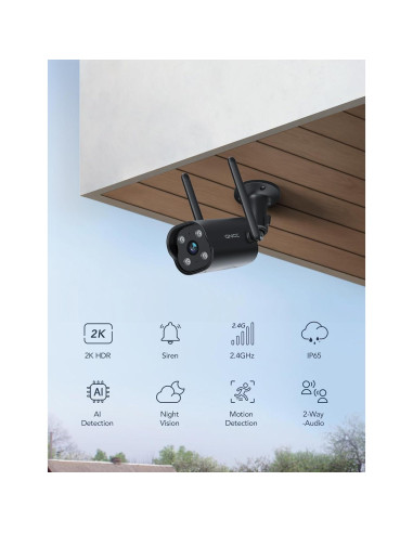 Cámara de Seguridad Exterior GNCC GT1PRO 2K IP65 con Audio