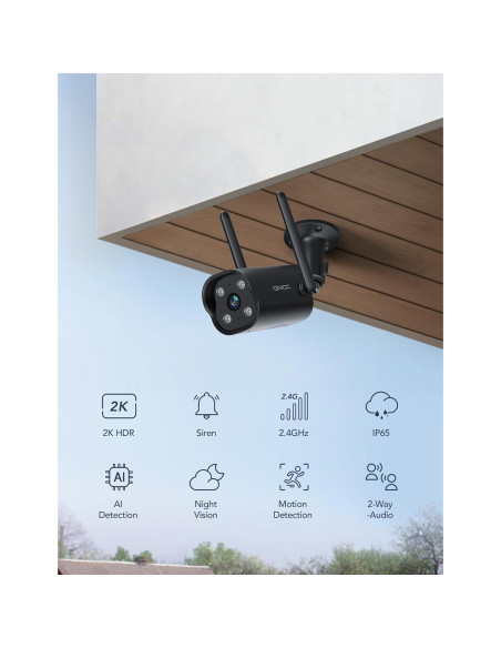 Cámara de Seguridad Exterior GNCC GT1PRO 2K IP65 con Audio
