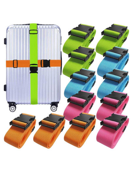 12 Correas de Equipaje Ajustables Ikaufen Multicolor 182.88 cm
