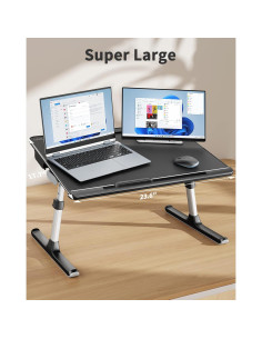 Mesa de bandeja ajustable SAIJI para laptop 60x45cm Negro 2