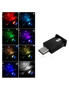 Luz Ambiental LED USB-C DXNQ, 8 Colores RGB, Mini 1.5x2.8cm