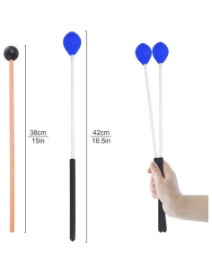 Mallets de Marimba YZNlife 2 Pares Hilo Duro y Caucho 2